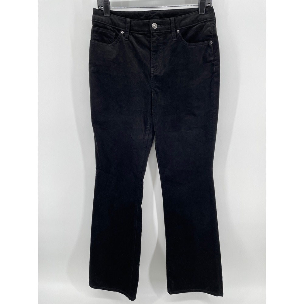 Chico's Pants Womens 4R Black Flare Leg Stretch Velvet Touch Holiday Party